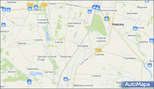 mapa Michałów gmina Rokiciny, Michałów gmina Rokiciny na mapie Targeo