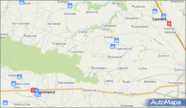 mapa Michałów gmina Sadowie, Michałów gmina Sadowie na mapie Targeo