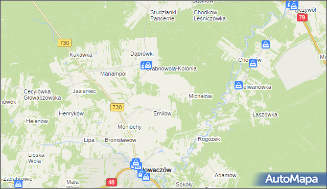mapa Michałówek gmina Głowaczów, Michałówek gmina Głowaczów na mapie Targeo