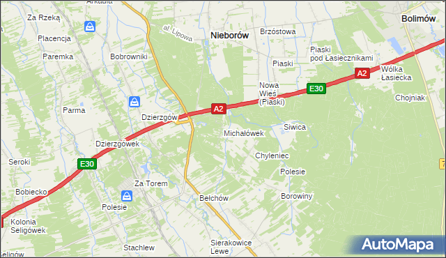 mapa Michałówek gmina Nieborów, Michałówek gmina Nieborów na mapie Targeo