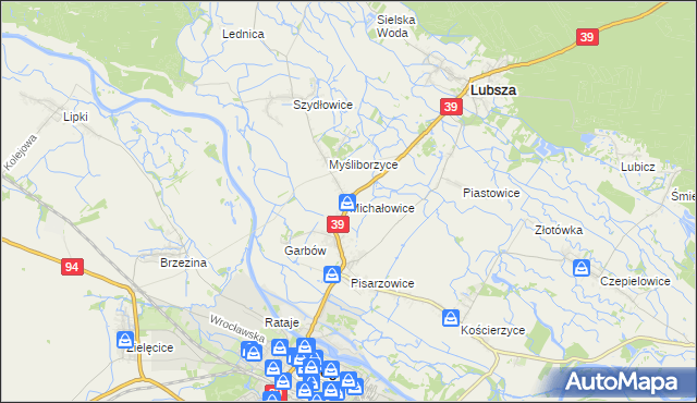 mapa Michałowice gmina Lubsza, Michałowice gmina Lubsza na mapie Targeo