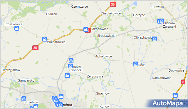 mapa Michałowice gmina Sobótka, Michałowice gmina Sobótka na mapie Targeo