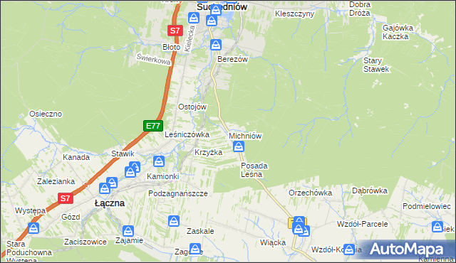 mapa Michniów, Michniów na mapie Targeo