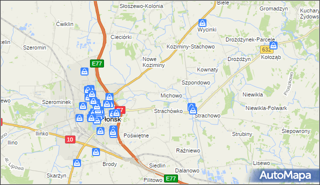 mapa Michowo, Michowo na mapie Targeo