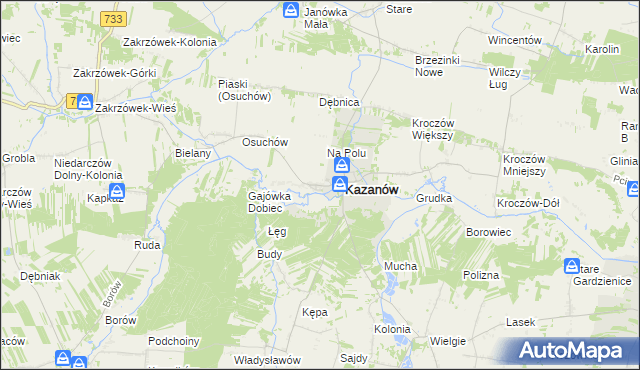 mapa Miechów gmina Kazanów, Miechów gmina Kazanów na mapie Targeo