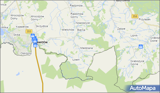 mapa Miedziana gmina Sulików, Miedziana gmina Sulików na mapie Targeo