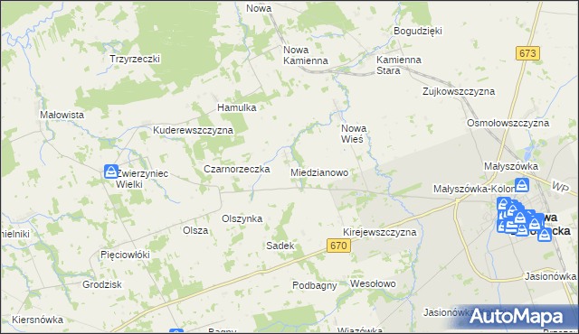 mapa Miedzianowo, Miedzianowo na mapie Targeo