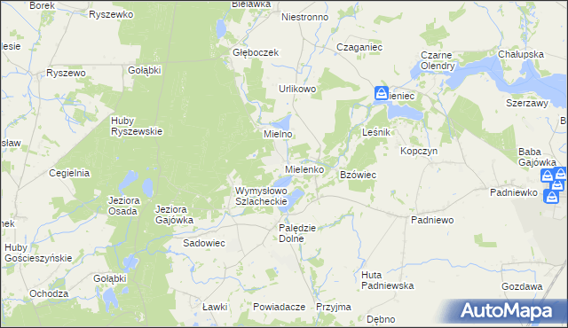 mapa Mielenko gmina Mogilno, Mielenko gmina Mogilno na mapie Targeo