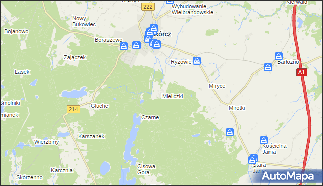 mapa Mieliczki, Mieliczki na mapie Targeo