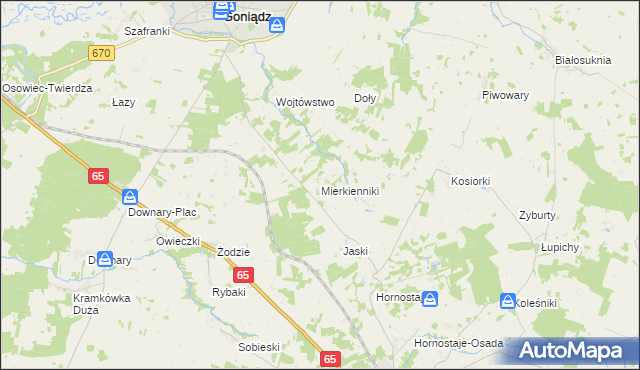 mapa Mierkienniki, Mierkienniki na mapie Targeo