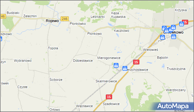 mapa Mierogoniewice, Mierogoniewice na mapie Targeo