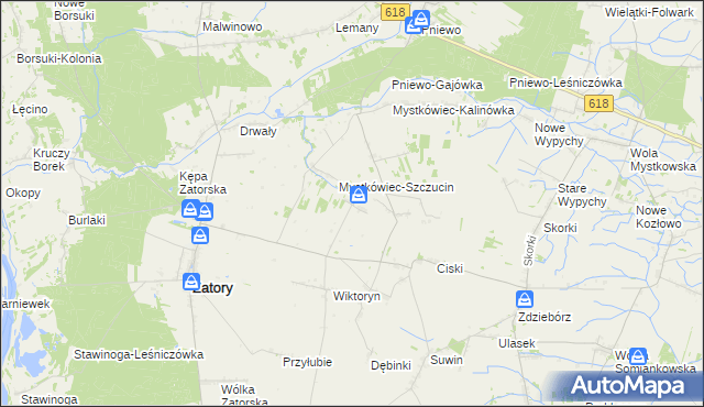 mapa Mierzęcin gmina Zatory, Mierzęcin gmina Zatory na mapie Targeo