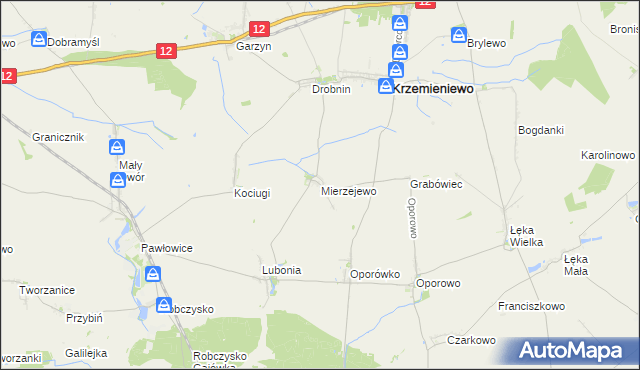 mapa Mierzejewo gmina Krzemieniewo, Mierzejewo gmina Krzemieniewo na mapie Targeo