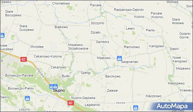 mapa Mijakowo, Mijakowo na mapie Targeo