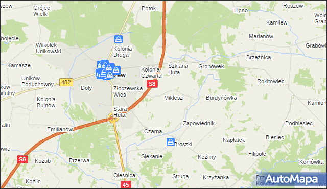 mapa Miklesz, Miklesz na mapie Targeo