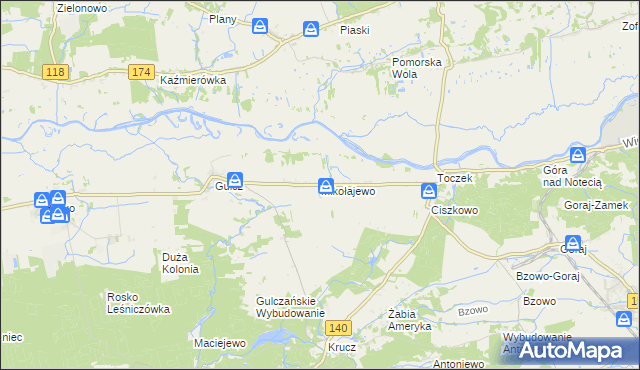 mapa Mikołajewo gmina Czarnków, Mikołajewo gmina Czarnków na mapie Targeo