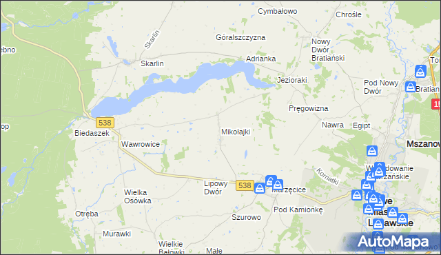 mapa Mikołajki gmina Kurzętnik, Mikołajki gmina Kurzętnik na mapie Targeo
