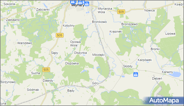 mapa Mikołajki gmina Młynary, Mikołajki gmina Młynary na mapie Targeo