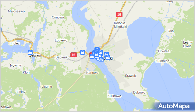 mapa Mikołajki powiat mrągowski, Mikołajki powiat mrągowski na mapie Targeo