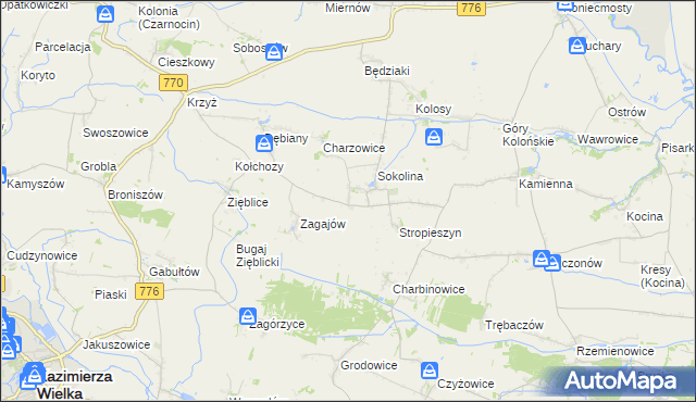 mapa Mikołajów gmina Czarnocin, Mikołajów gmina Czarnocin na mapie Targeo