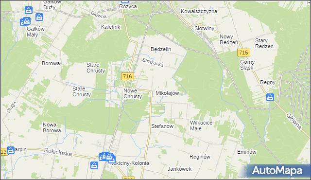 mapa Mikołajów gmina Rokiciny, Mikołajów gmina Rokiciny na mapie Targeo