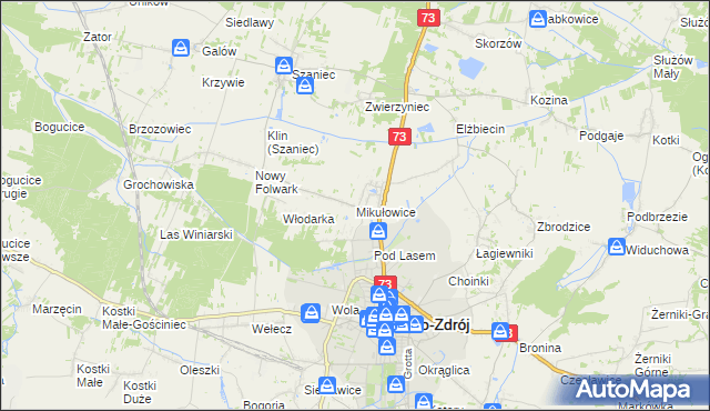 mapa Mikułowice gmina Busko-Zdrój, Mikułowice gmina Busko-Zdrój na mapie Targeo