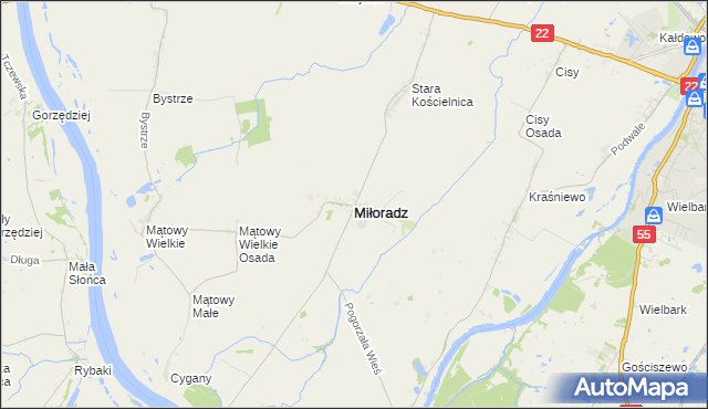 mapa Miłoradz, Miłoradz na mapie Targeo