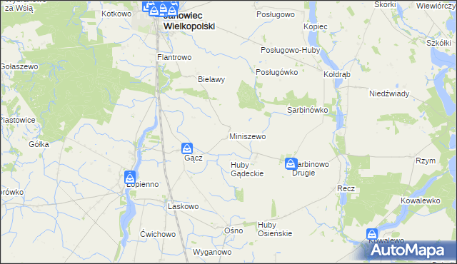 mapa Miniszewo, Miniszewo na mapie Targeo