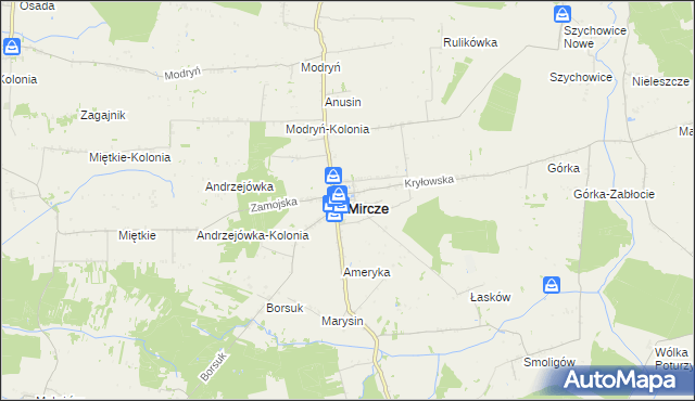 mapa Mircze, Mircze na mapie Targeo