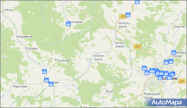mapa Mirocin Górny, Mirocin Górny na mapie Targeo