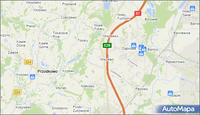 mapa Miszewo gmina Żukowo, Miszewo gmina Żukowo na mapie Targeo