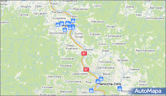 mapa Młodów gmina Piwniczna-Zdrój, Młodów gmina Piwniczna-Zdrój na mapie Targeo