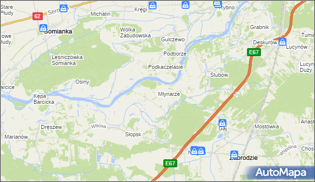 mapa Młynarze gmina Zabrodzie, Młynarze gmina Zabrodzie na mapie Targeo