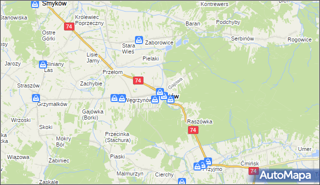 mapa Mniów, Mniów na mapie Targeo