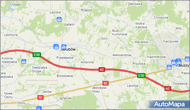 mapa Moczydła gmina Jakubów, Moczydła gmina Jakubów na mapie Targeo