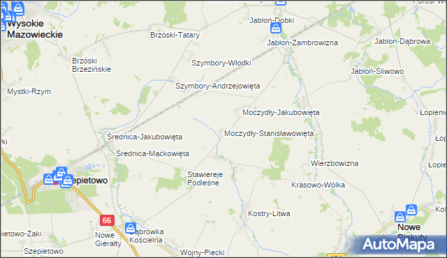 mapa Moczydły-Stanisławowięta, Moczydły-Stanisławowięta na mapie Targeo