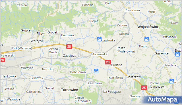 mapa Moderówka, Moderówka na mapie Targeo