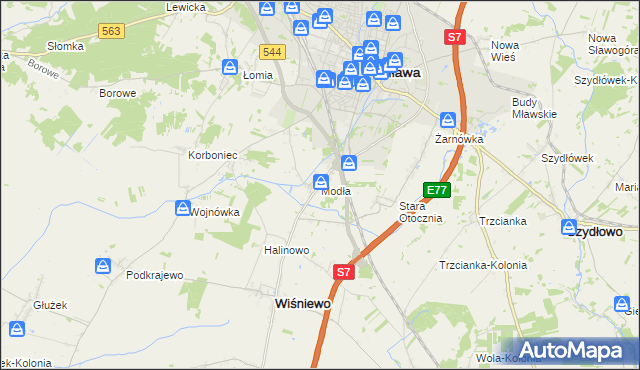 mapa Modła gmina Wiśniewo, Modła gmina Wiśniewo na mapie Targeo