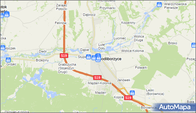 mapa Modliborzyce powiat janowski, Modliborzyce powiat janowski na mapie Targeo