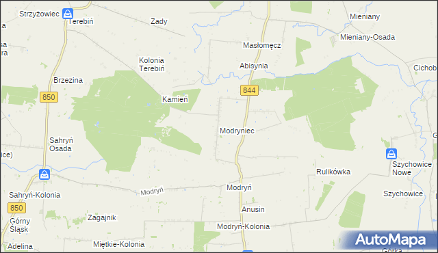 mapa Modryniec, Modryniec na mapie Targeo