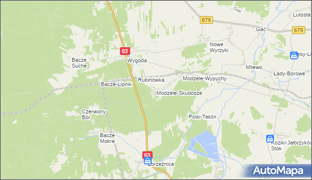 mapa Modzele-Skudosze, Modzele-Skudosze na mapie Targeo