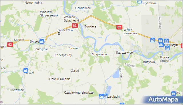 mapa Mogielnica gmina Korczew, Mogielnica gmina Korczew na mapie Targeo