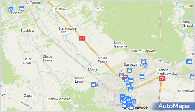 mapa Mokra Prawa, Mokra Prawa na mapie Targeo
