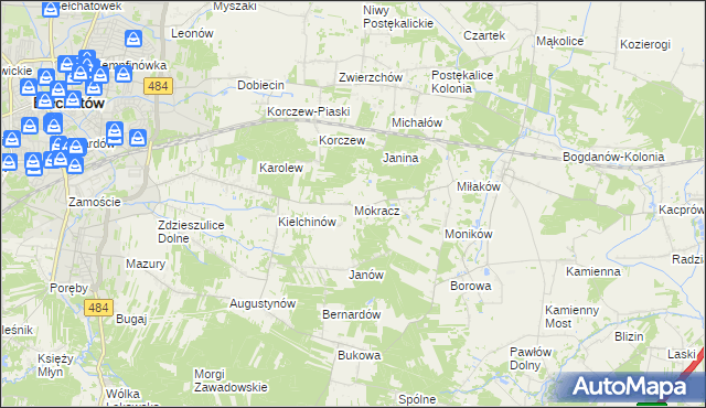 mapa Mokracz, Mokracz na mapie Targeo