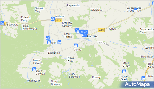 mapa Mokre gmina Grodziec, Mokre gmina Grodziec na mapie Targeo