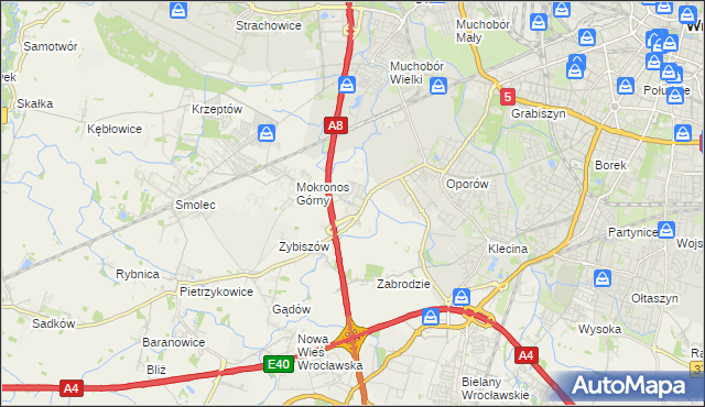 mapa Mokronos Dolny, Mokronos Dolny na mapie Targeo