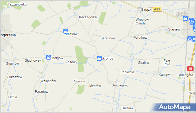 mapa Mokronos gmina Koźmin Wielkopolski, Mokronos gmina Koźmin Wielkopolski na mapie Targeo