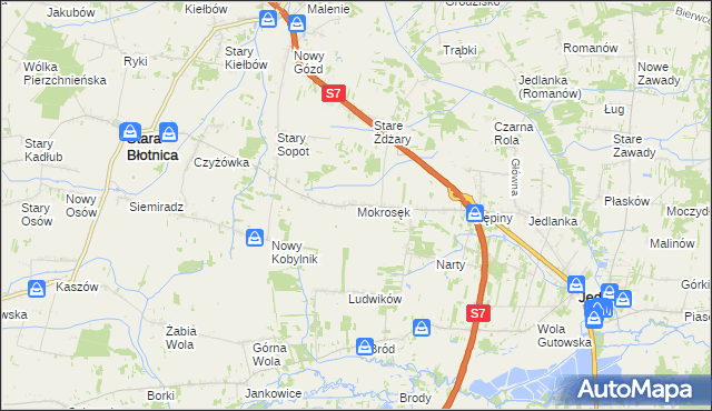 mapa Mokrosęk, Mokrosęk na mapie Targeo