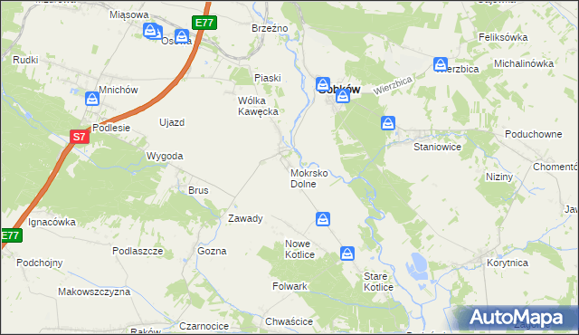 mapa Mokrsko Dolne, Mokrsko Dolne na mapie Targeo