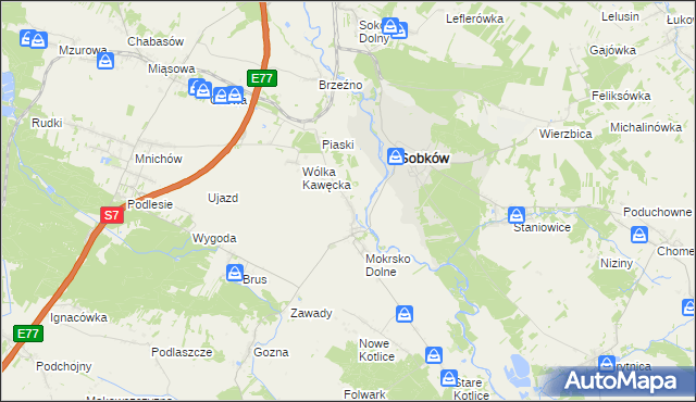 mapa Mokrsko Górne, Mokrsko Górne na mapie Targeo